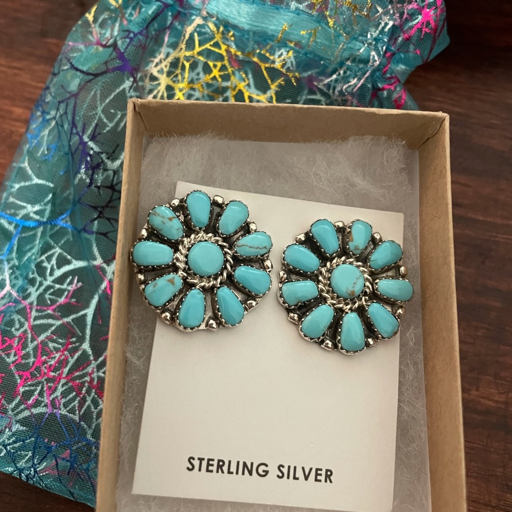 Turquoise cluster studs